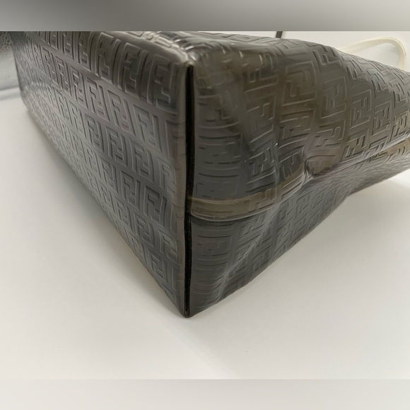 Rare Vintage Clear Black Zucca FF PVC Shopper Tote with Pouch - Picture 15 of 16